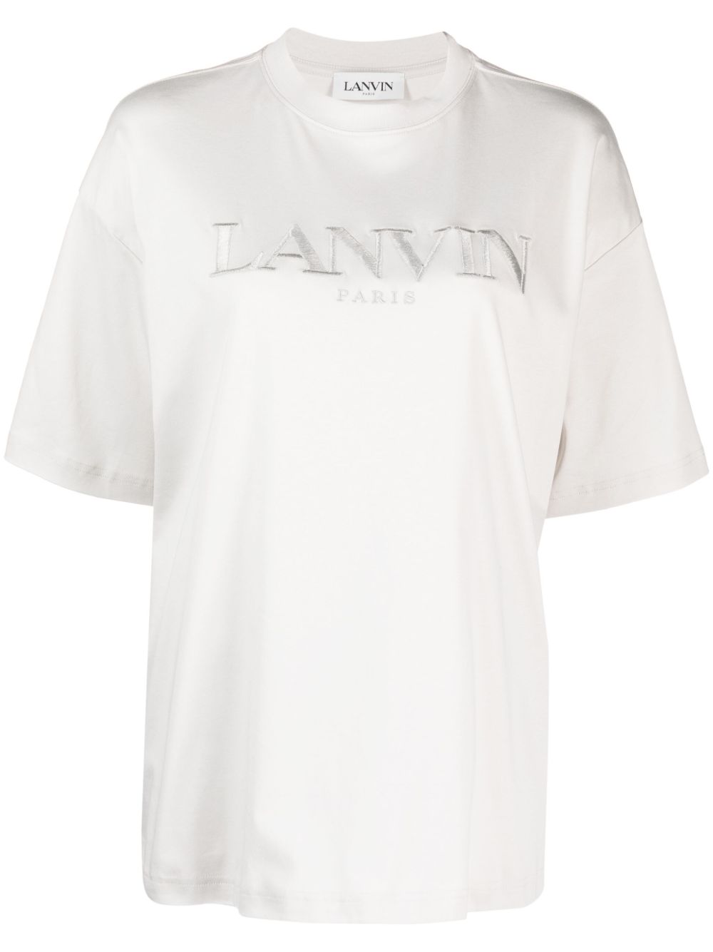 Lanvin logo刺绣棉T恤 - 灰色