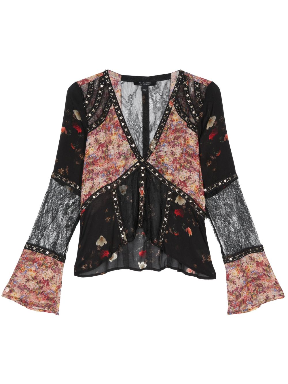 AllSaints Florence 拼接罩衫 - 黑色