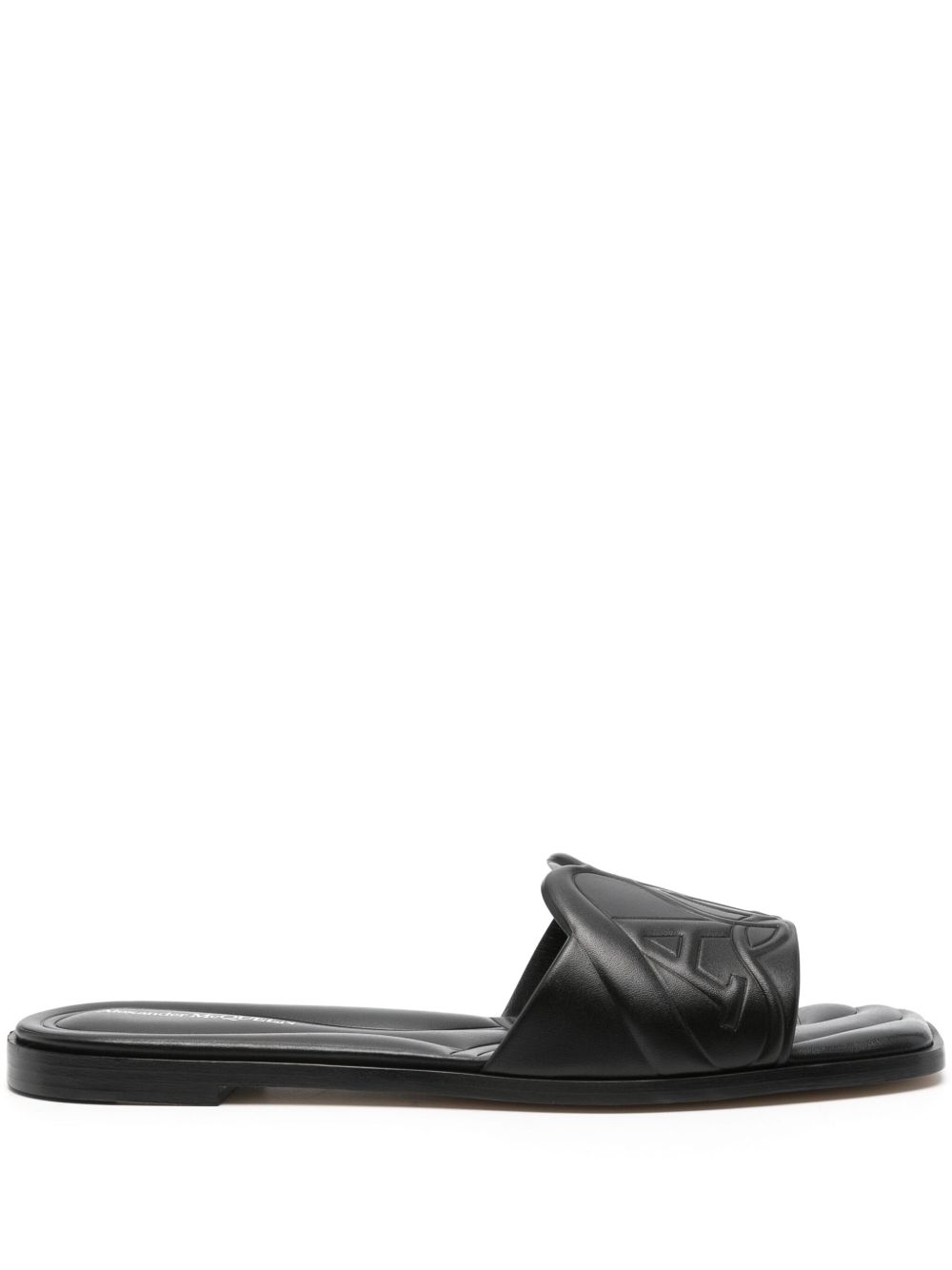 Alexander McQueen logo压纹皮质凉鞋 - 黑色