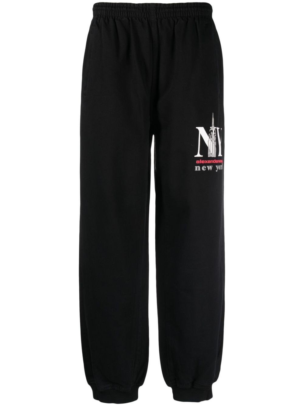 Alexander Wang logo印花棉混纺运动裤 - 黑色