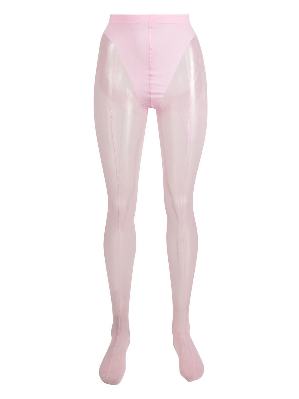 Wolford x Mugler 网纱拼接打底裤袜 - 粉色