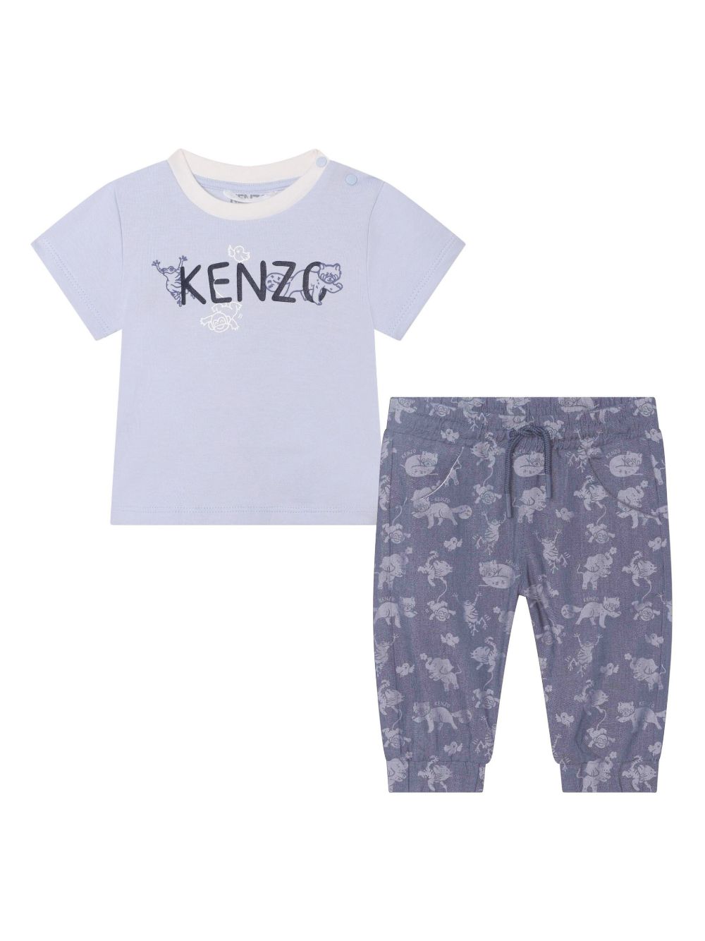 Kenzo Kids logo印花运动套装 - 蓝色