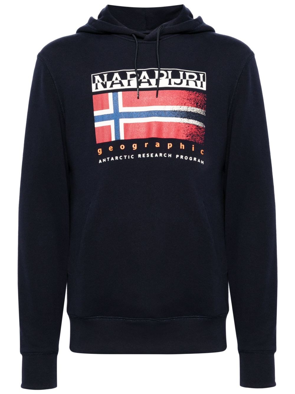Napapijri logo印花棉连帽衫 - 蓝色