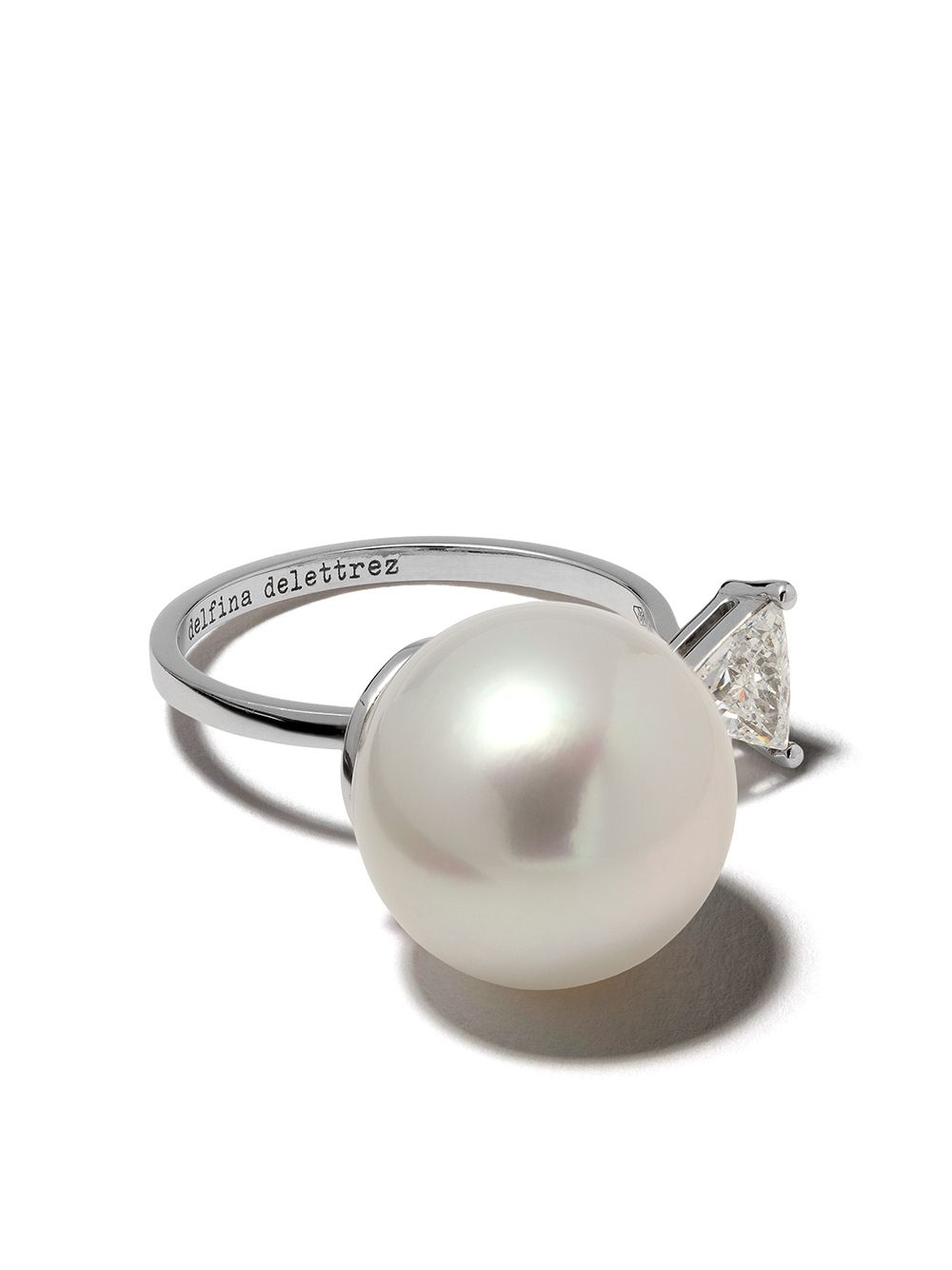 Delfina Delettrez Pearl & Triangle 18k白金钻石戒指 - 银色