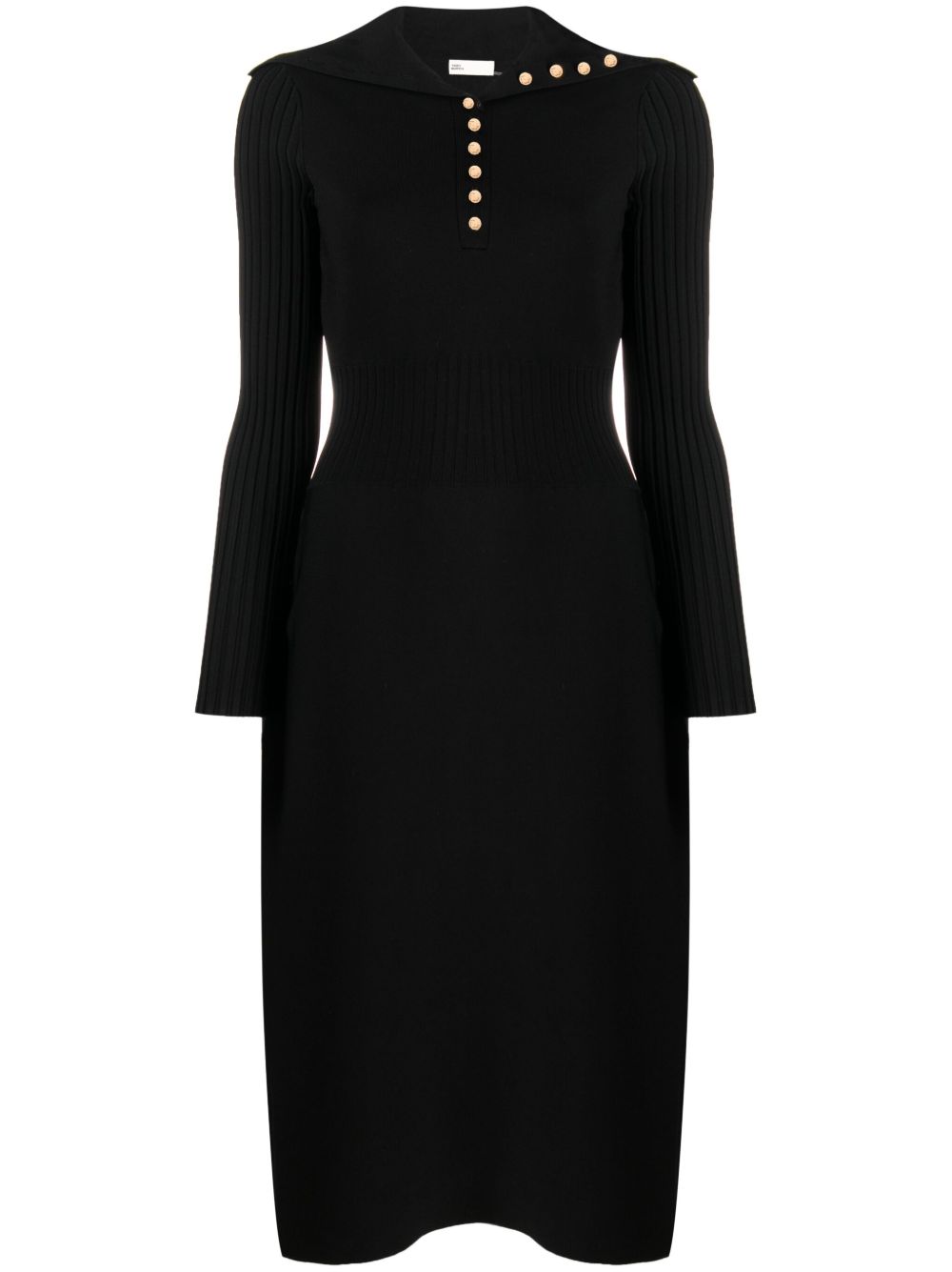 Tory Burch Polo Sweater 罗纹细节连衣裙 - 黑色