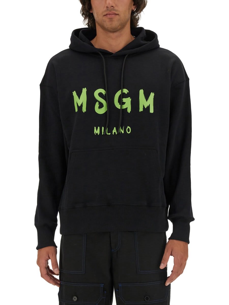 MSGM Logo Printed Drawstring Hoodie