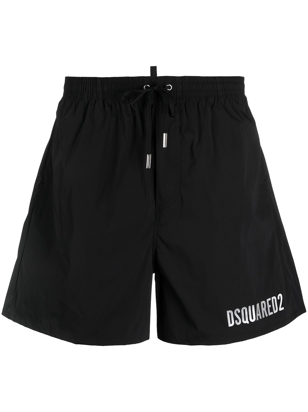 DSQUARED2 D2次方 Icon 金属感logo抽绳泳裤 - 黑色