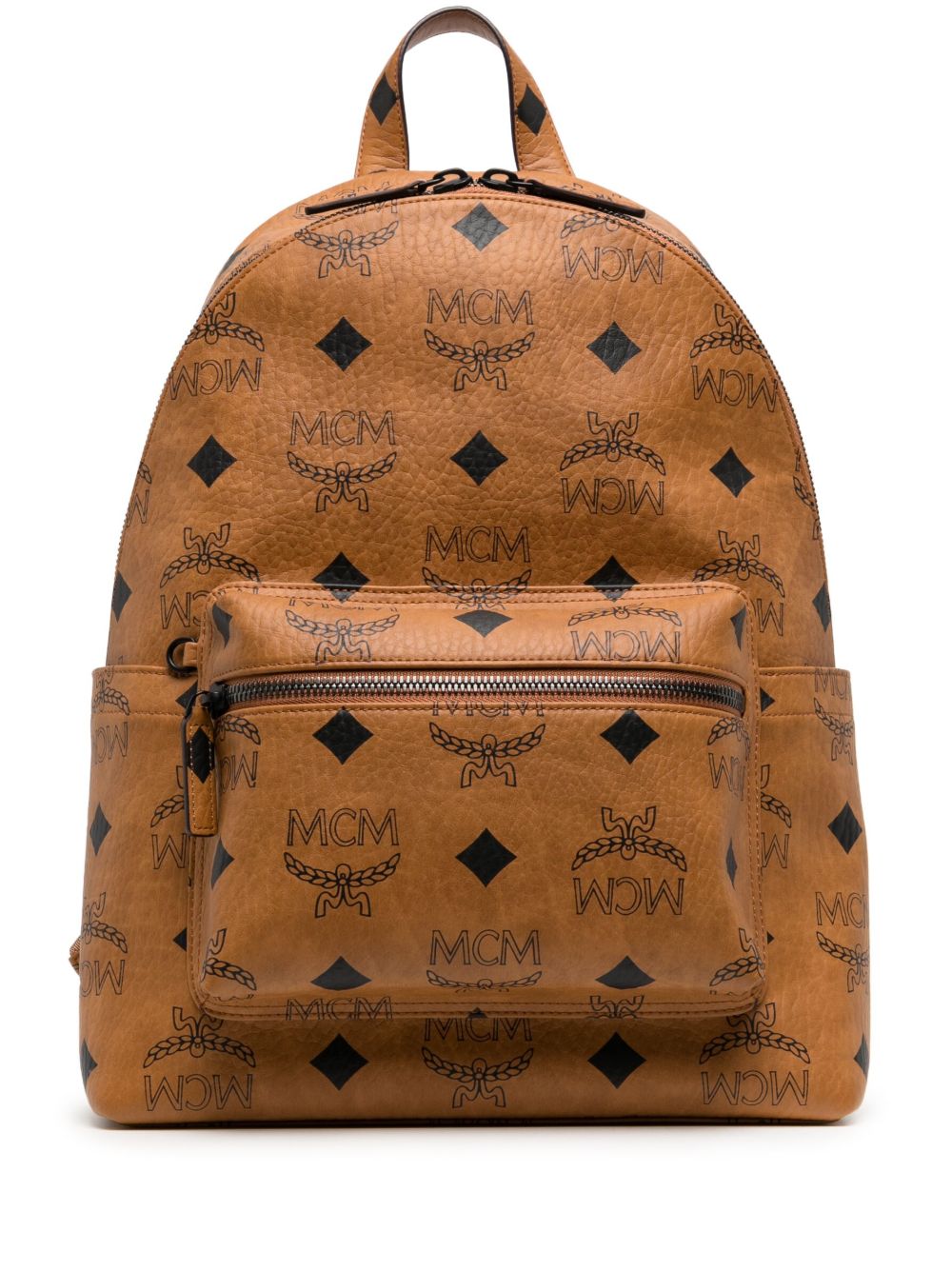 MCM Stark Visetos 经典印花中号双肩包 - 褐色