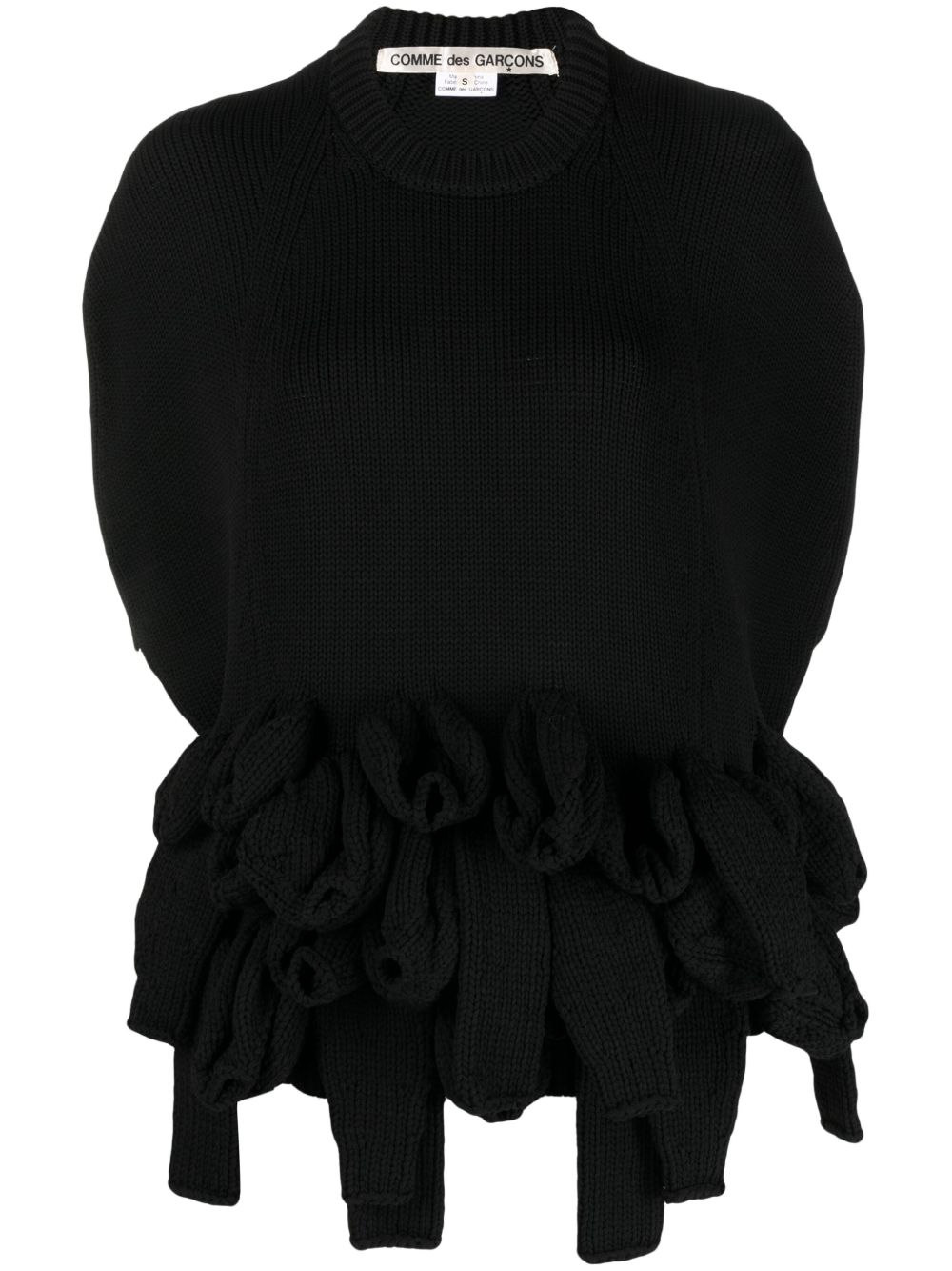 Comme Des Garçons 分层式细节V圆领毛衣 - 黑色