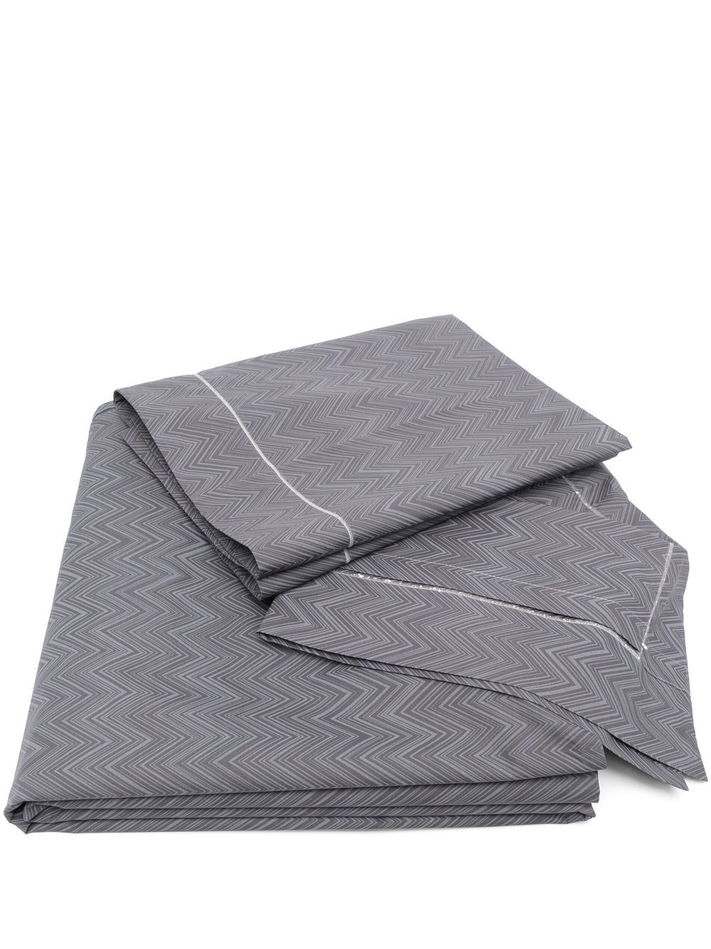 Missoni Home Z字形图案编织寝具套装 - 灰色