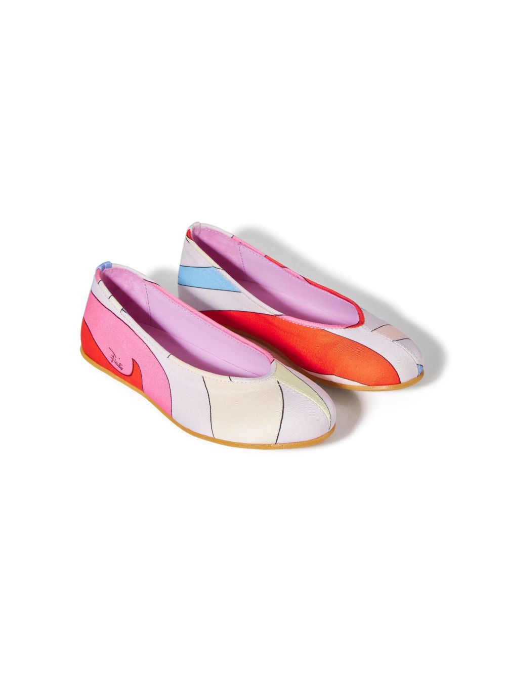 PUCCI Junior Marmo 印花芭蕾平底鞋 - 粉色
