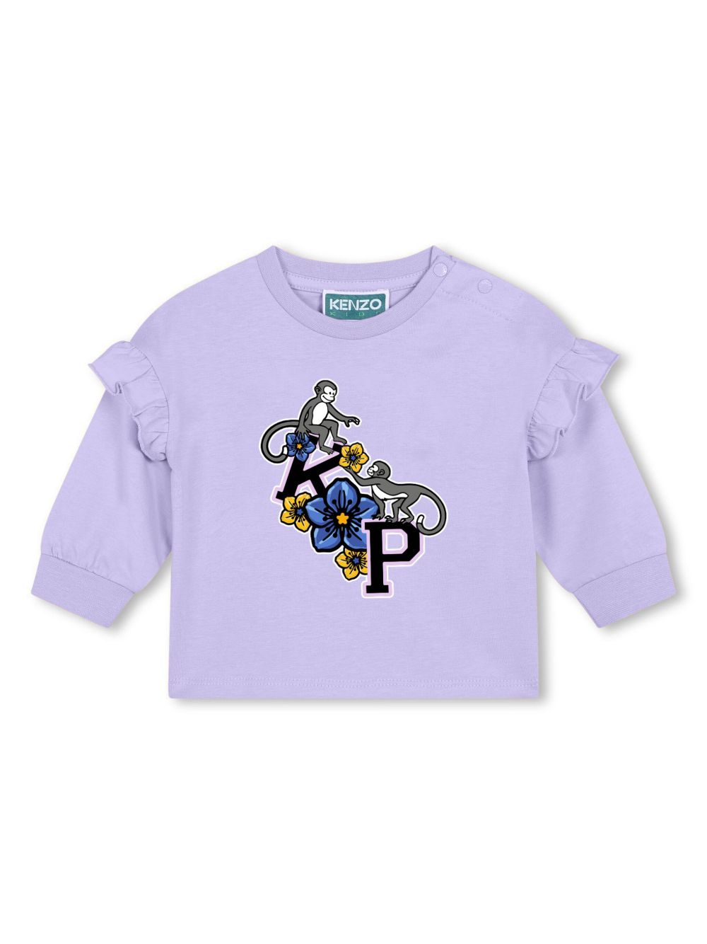 Kenzo Kids logo印花棉T恤式连衣裙 - 紫色
