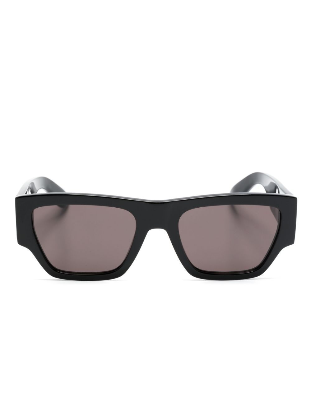 Alexander McQueen Eyewear Angled 长方形镜框太阳眼镜 - 黑色