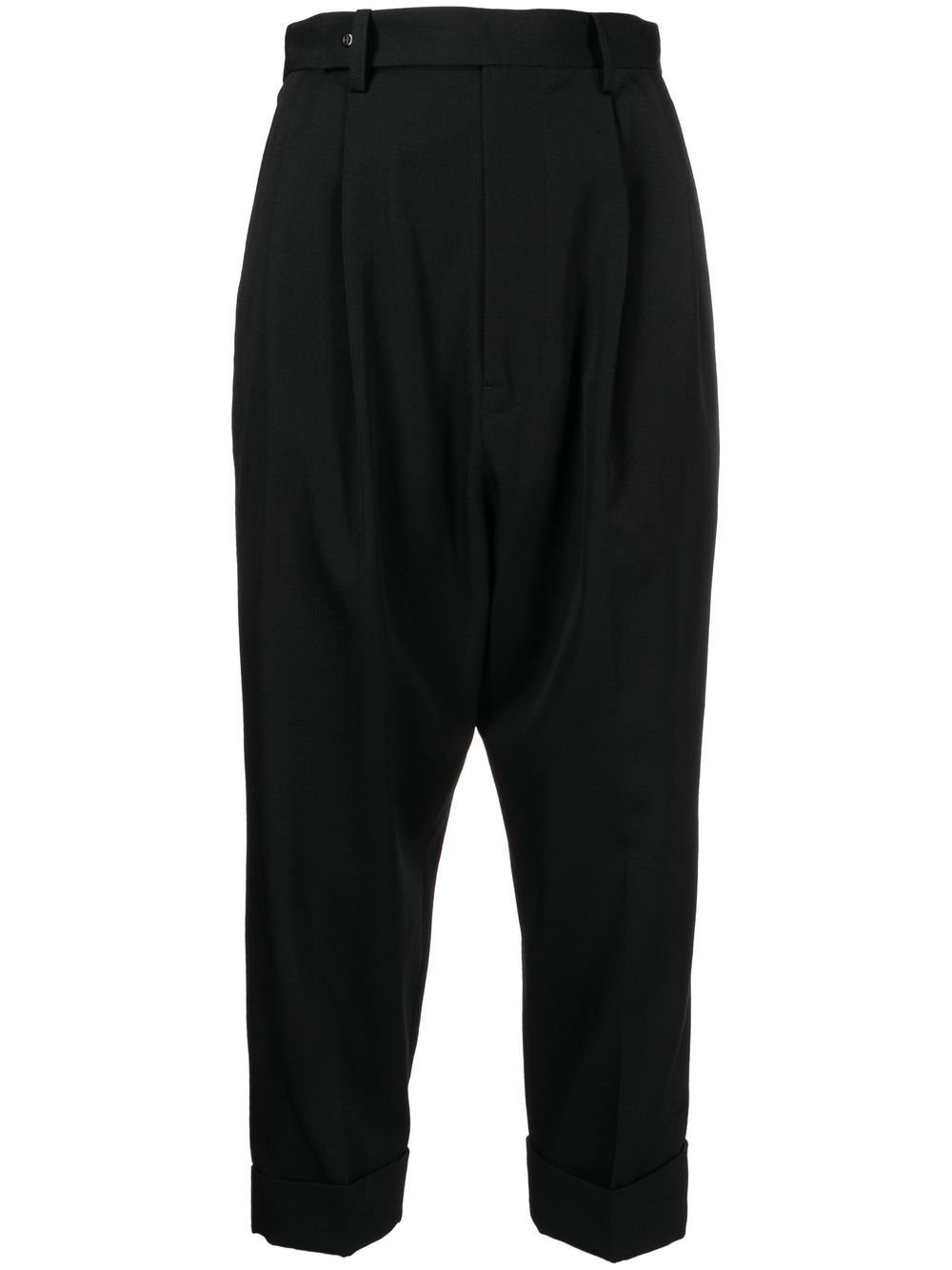 Yohji Yamamoto 纯色露踝裤 - 黑色