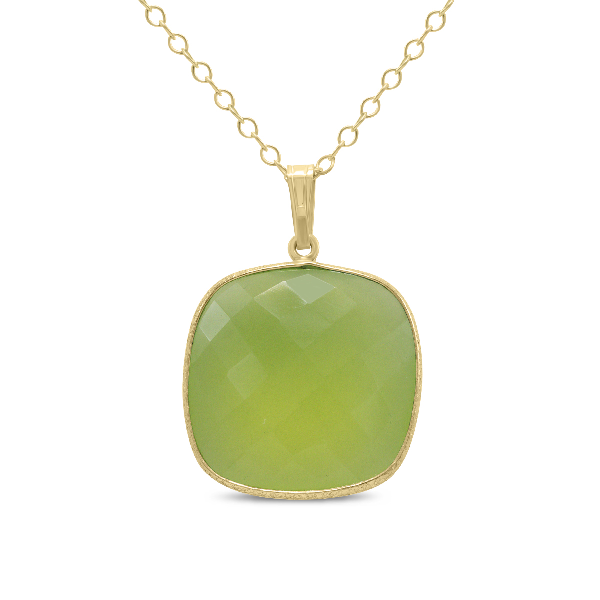 绿色Agatate Cushion Pendant in Plated Sterling Silver