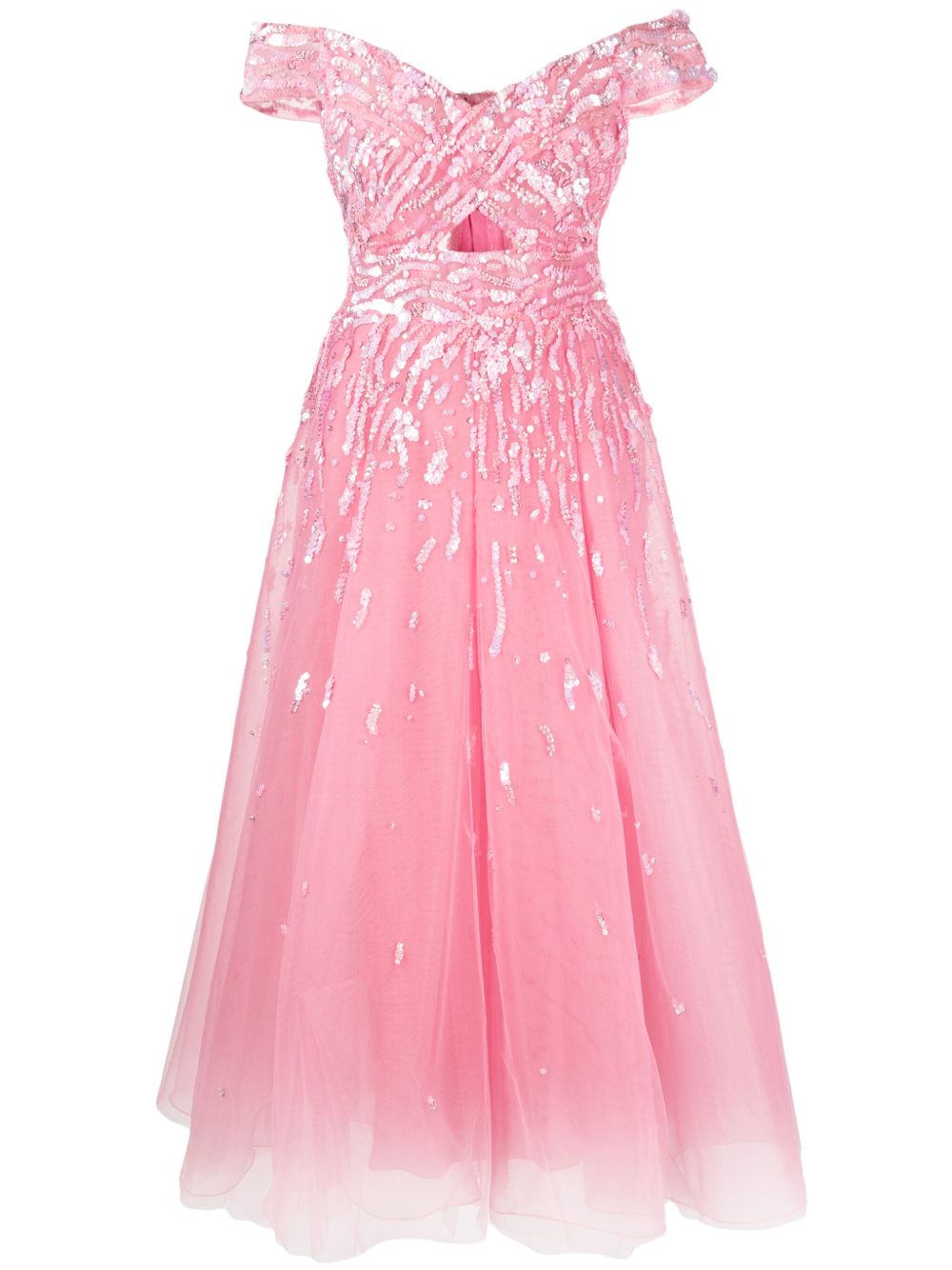 Zuhair Murad 露肩缀饰礼服 - 粉色