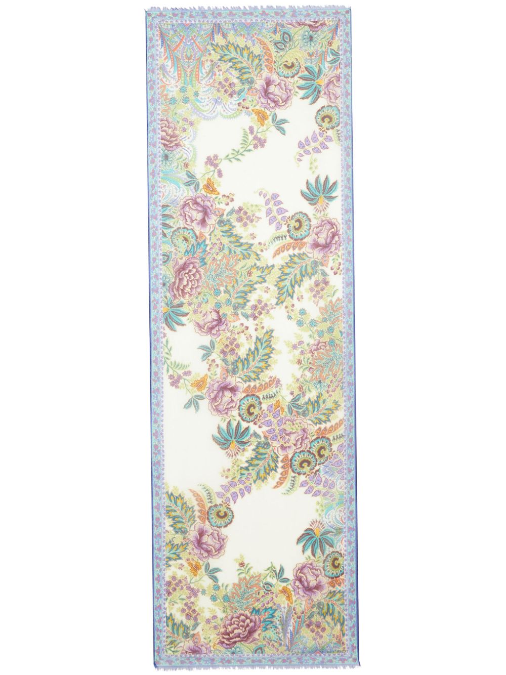 ETRO 花卉印花真丝围巾 - 蓝色