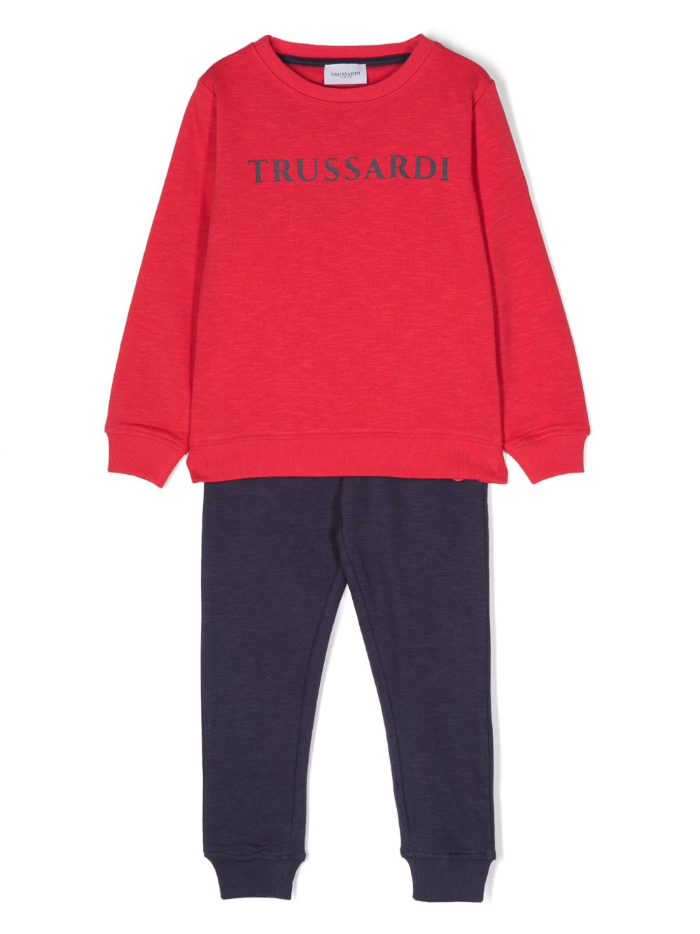 TRUSSARDI JUNIOR logo印花棉运动套装 - 红色