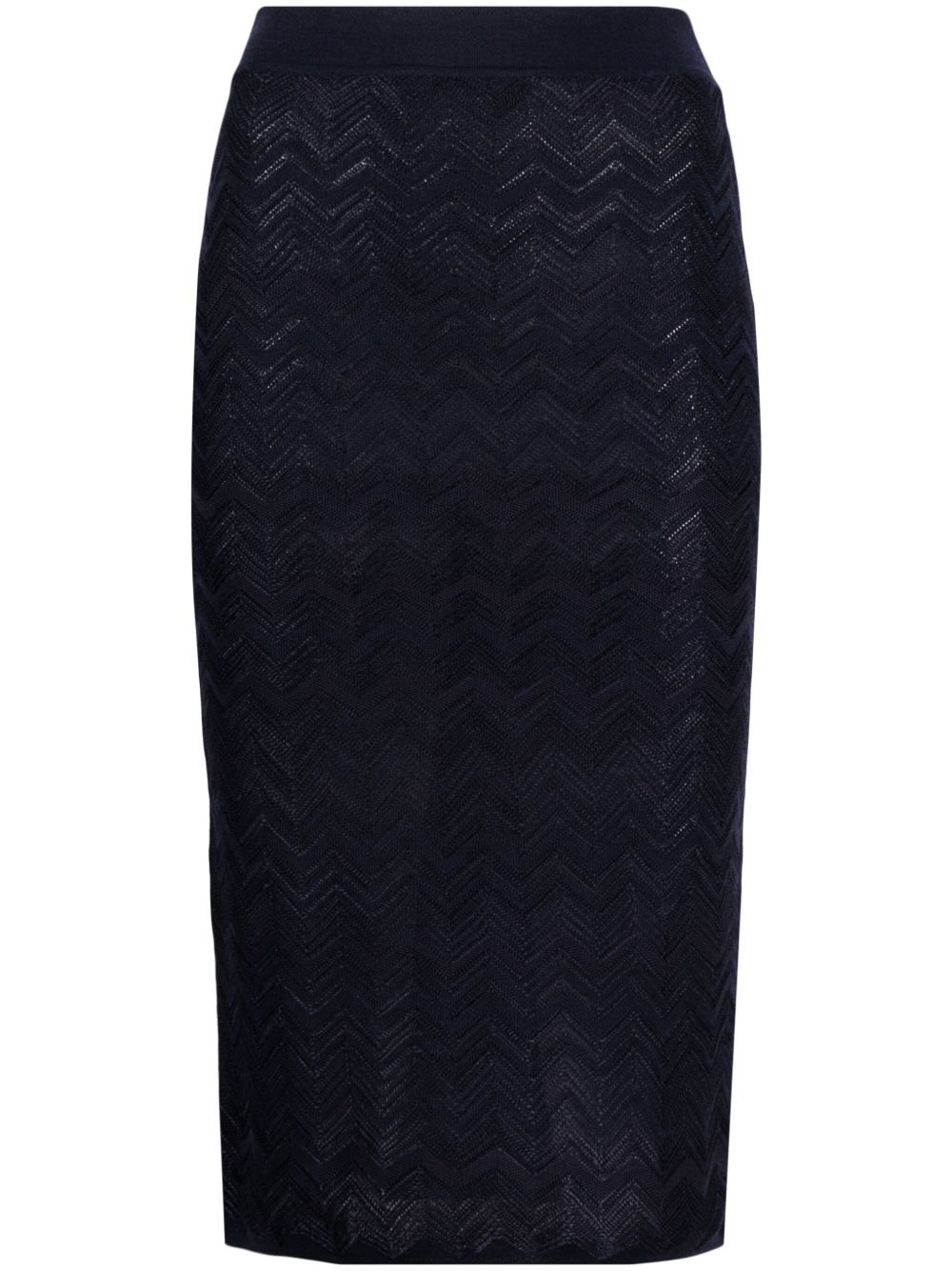 Missoni 人字纹图案针织铅笔半身裙 - 蓝色
