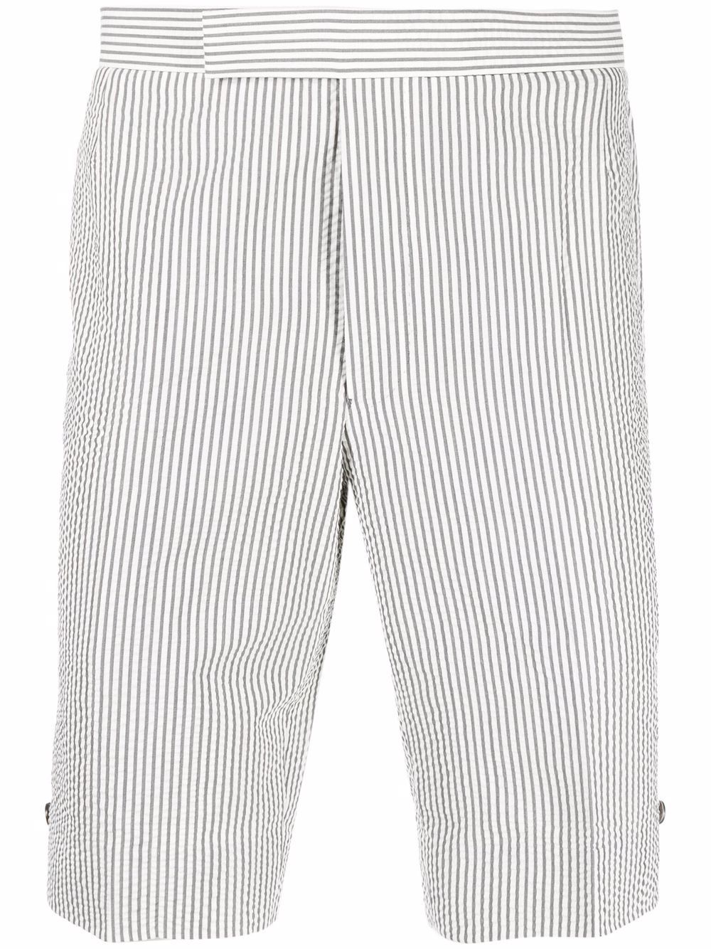 Thom Browne 经典背带条纹短裤 - 灰色
