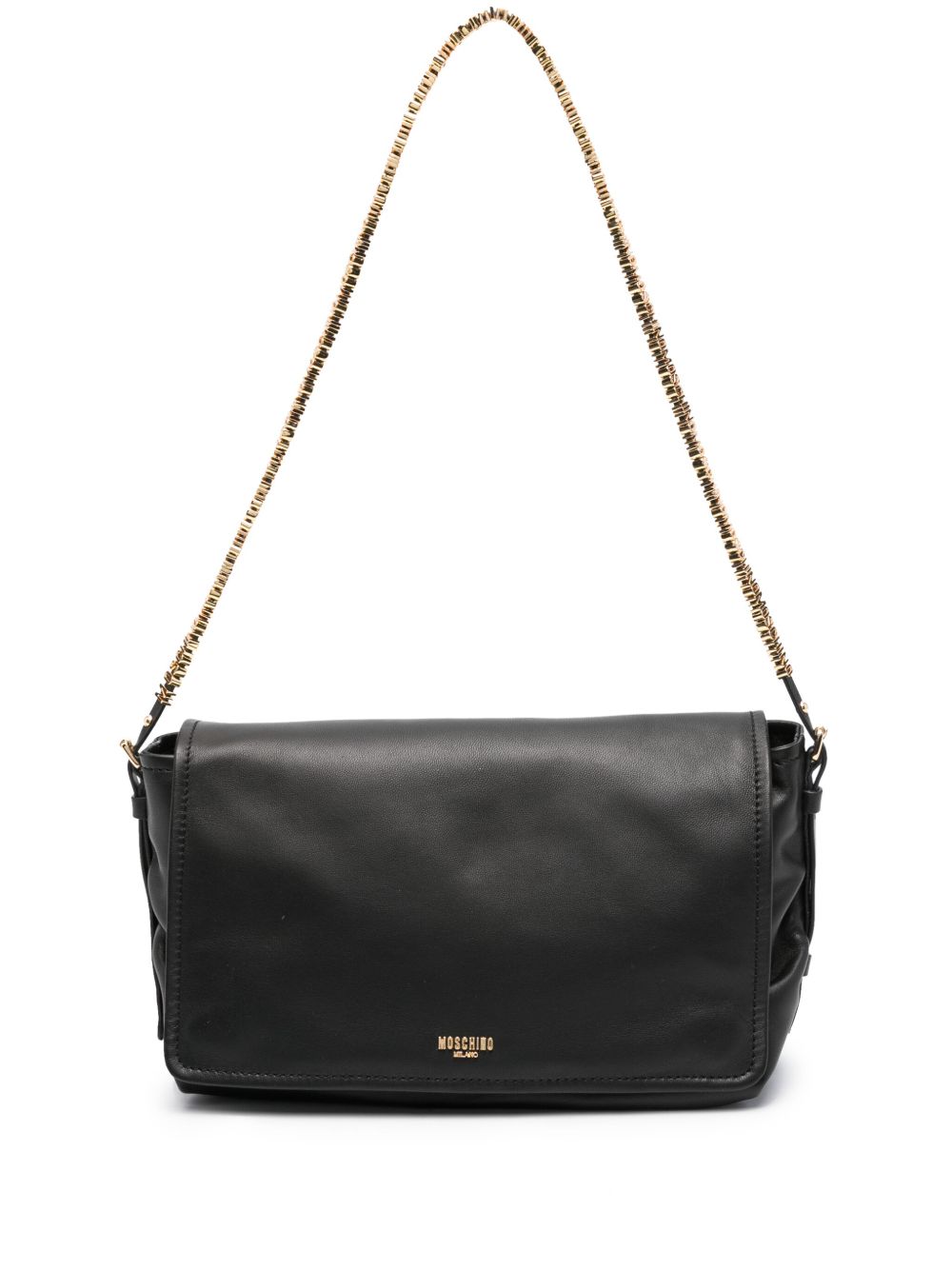 Moschino logo搭链斜挎包 - 黑色
