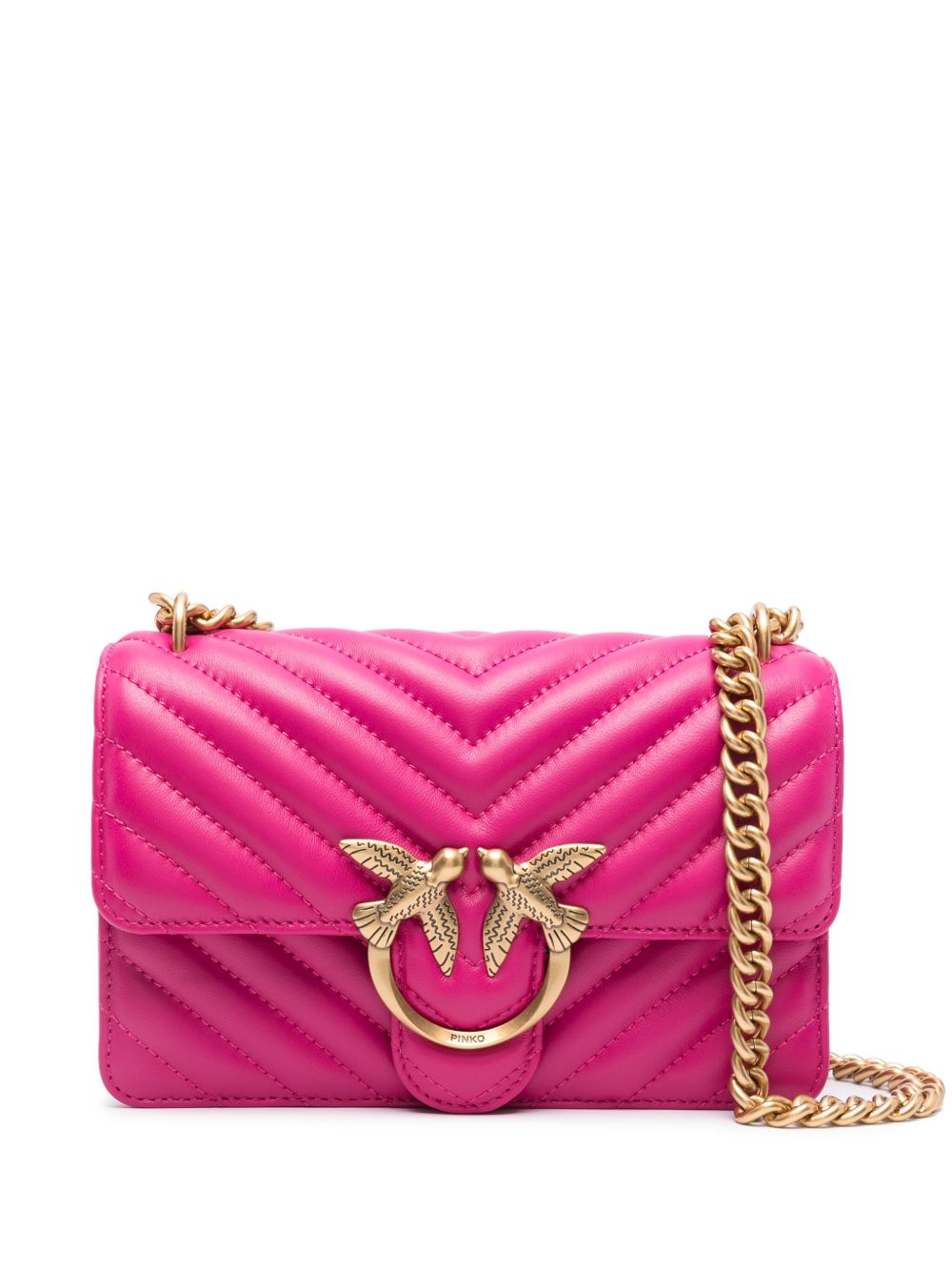 PINKO Love Bag One 皮质迷你包 - 粉色
