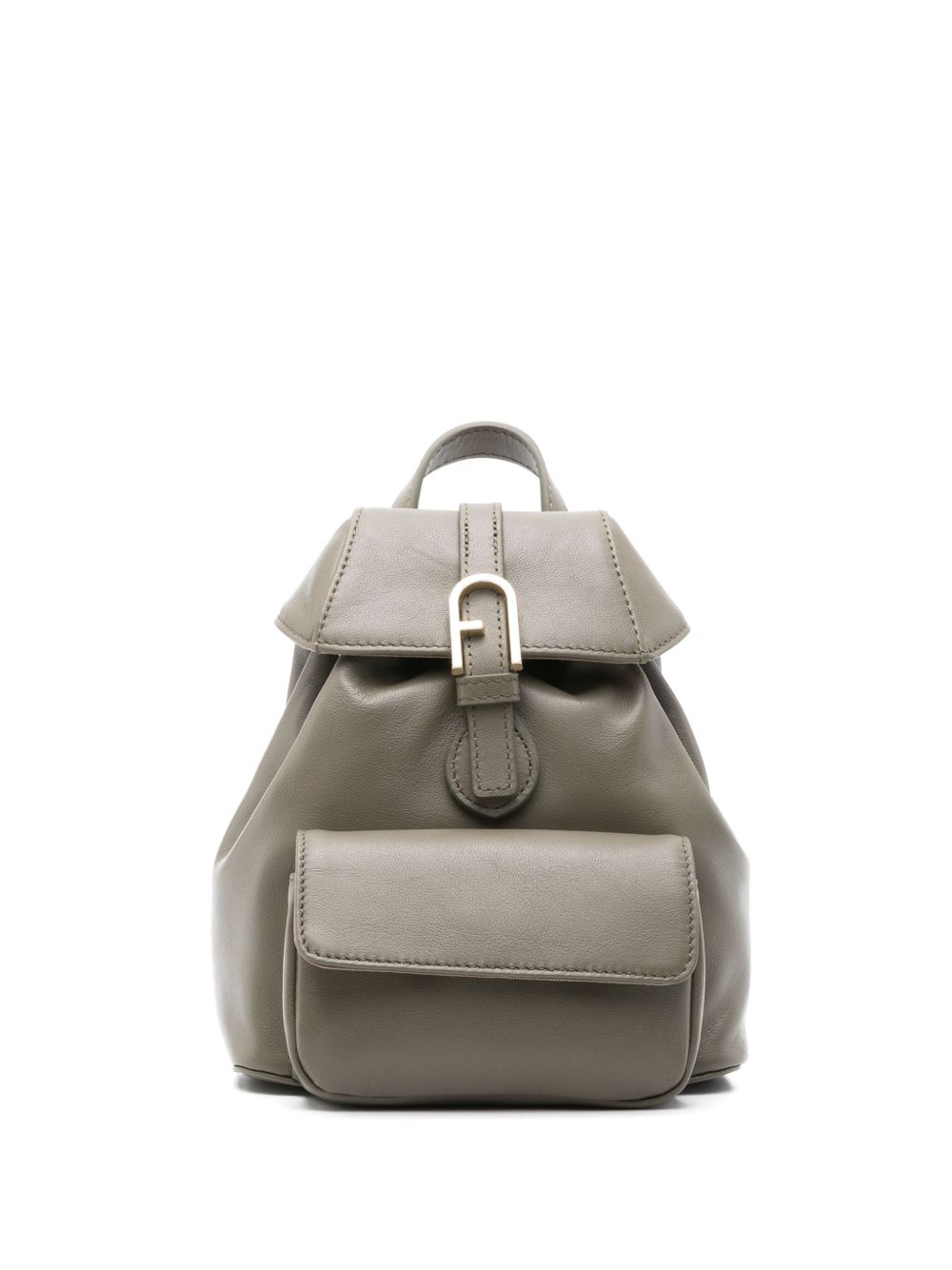 Furla logo扣环皮质双肩包 - 绿色