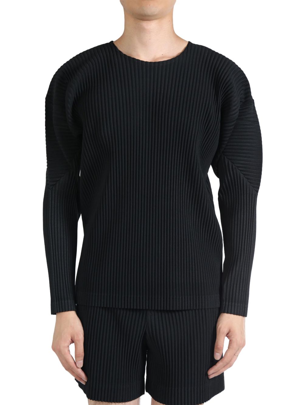 Homme Plissé Issey Miyake pleated long-sleeve T-shirt - 黑色