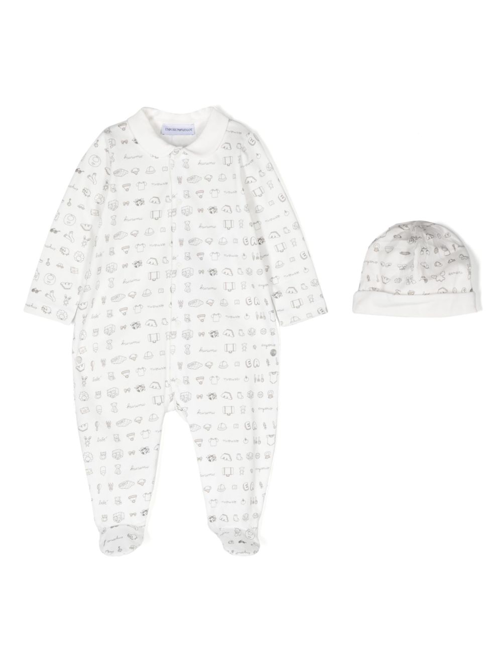 Emporio Armani Kids 印花睡衣套装 - 白色