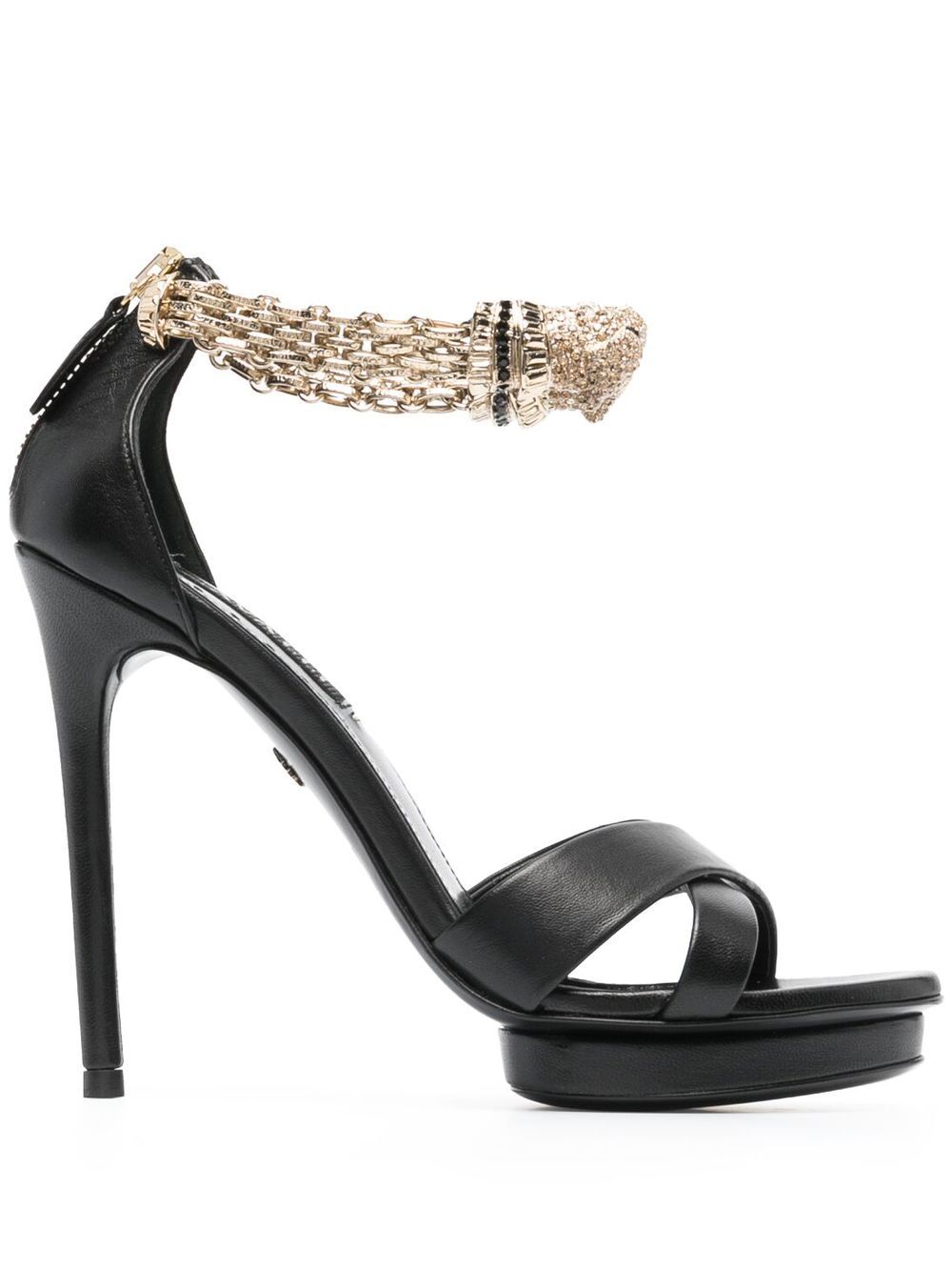 Roberto Cavalli Panther 晶饰凉鞋 - 黑色