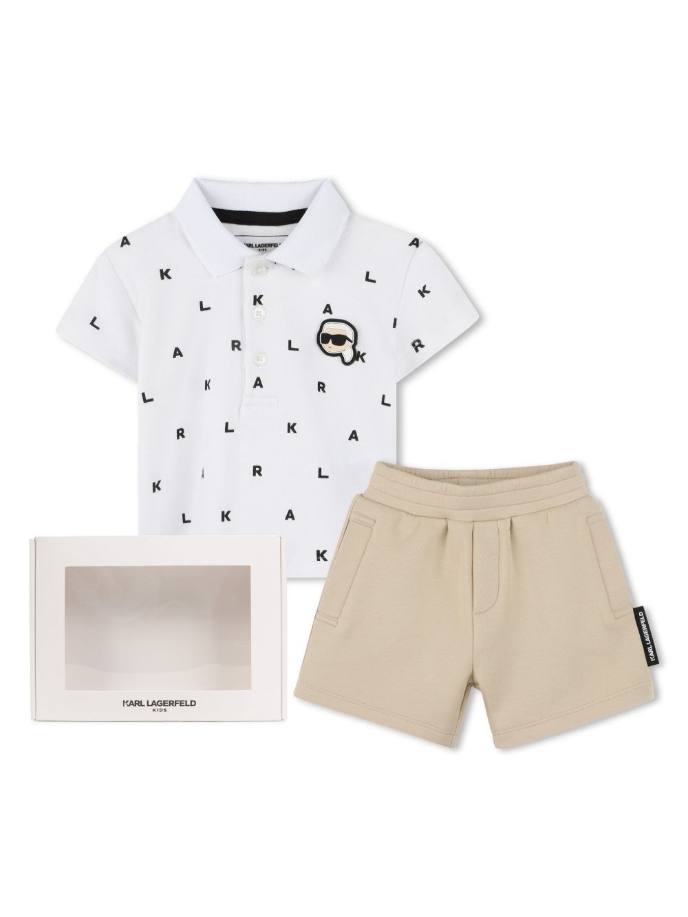 Karl Lagerfeld Kids Ikonik Karl 贴花短裤套装 - 中性色
