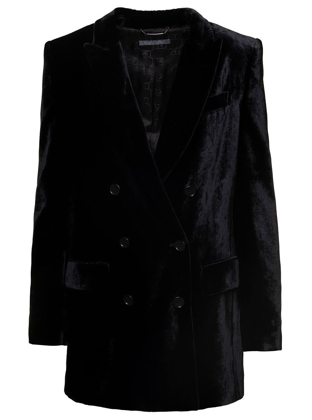 黑色丝绒双排扣女士夹克 Alberta Ferretti