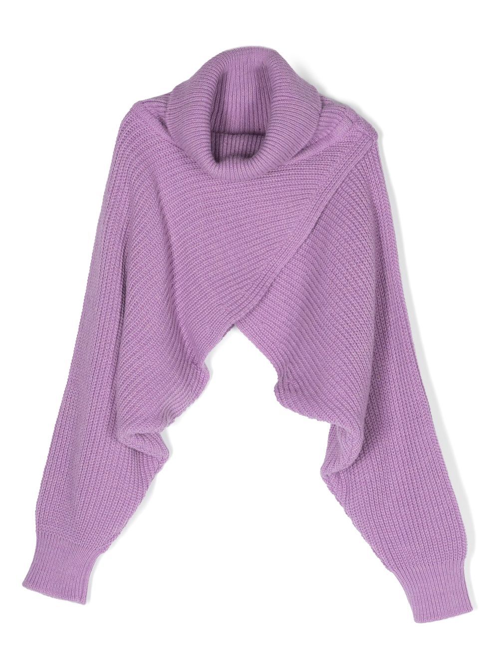 MSGM Kids 罗纹针织高领毛衣 - 紫色