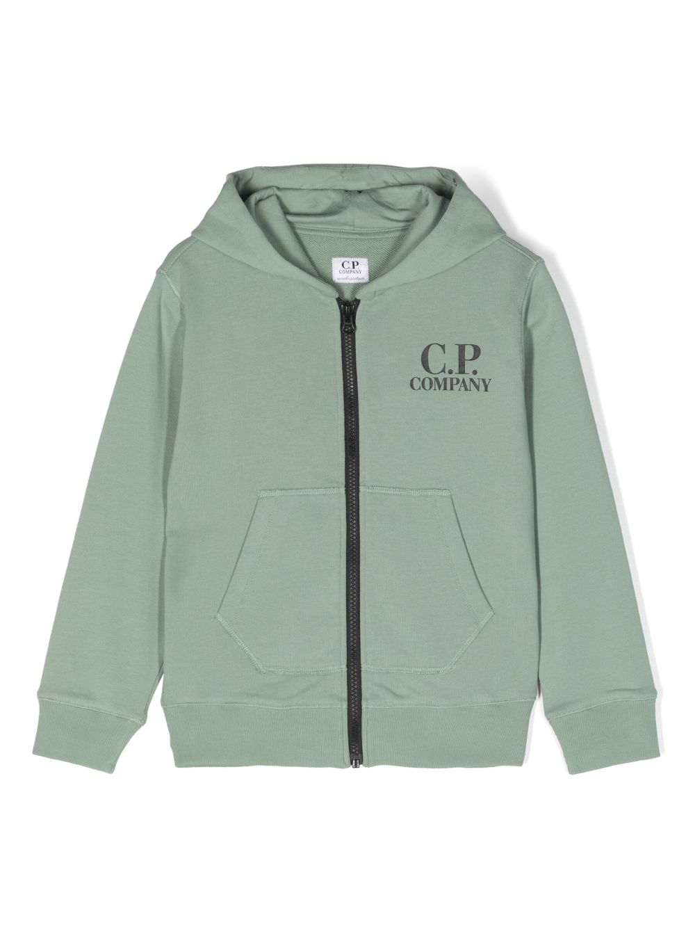 C.P. Company Kids 护目镜细节拉链连帽衫 - 绿色