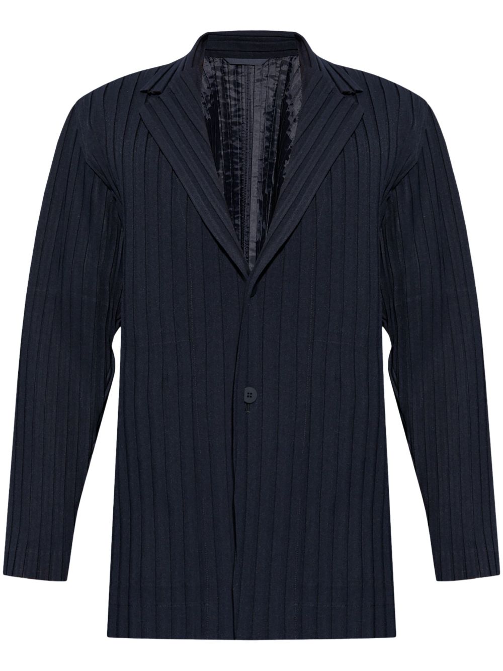 Homme Plissé Issey Miyake 细褶V领夹克 - 蓝色