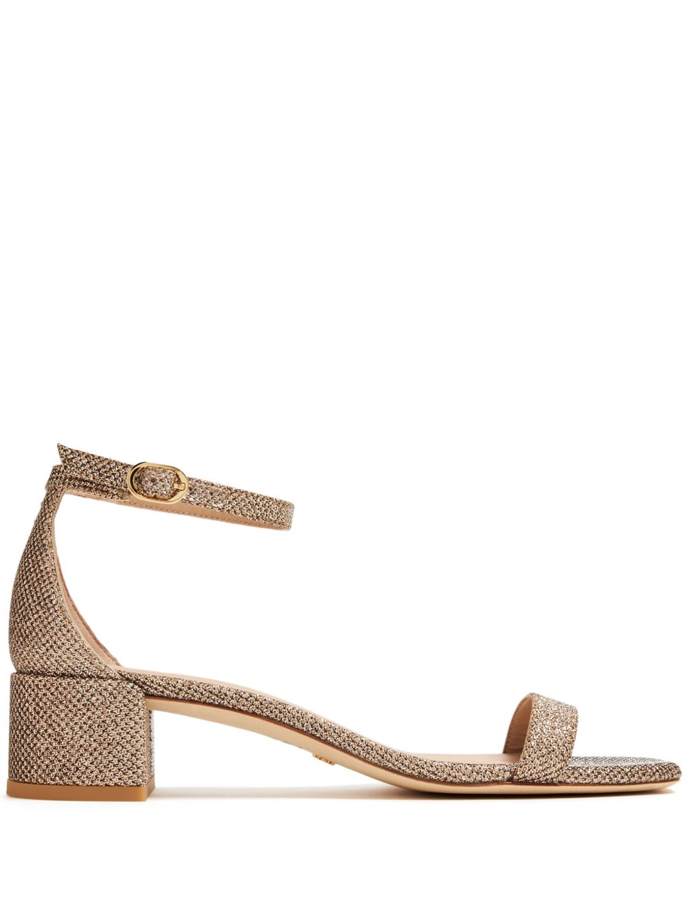 Stuart Weitzman Nearlynude 低跟皮质凉鞋 - 金色