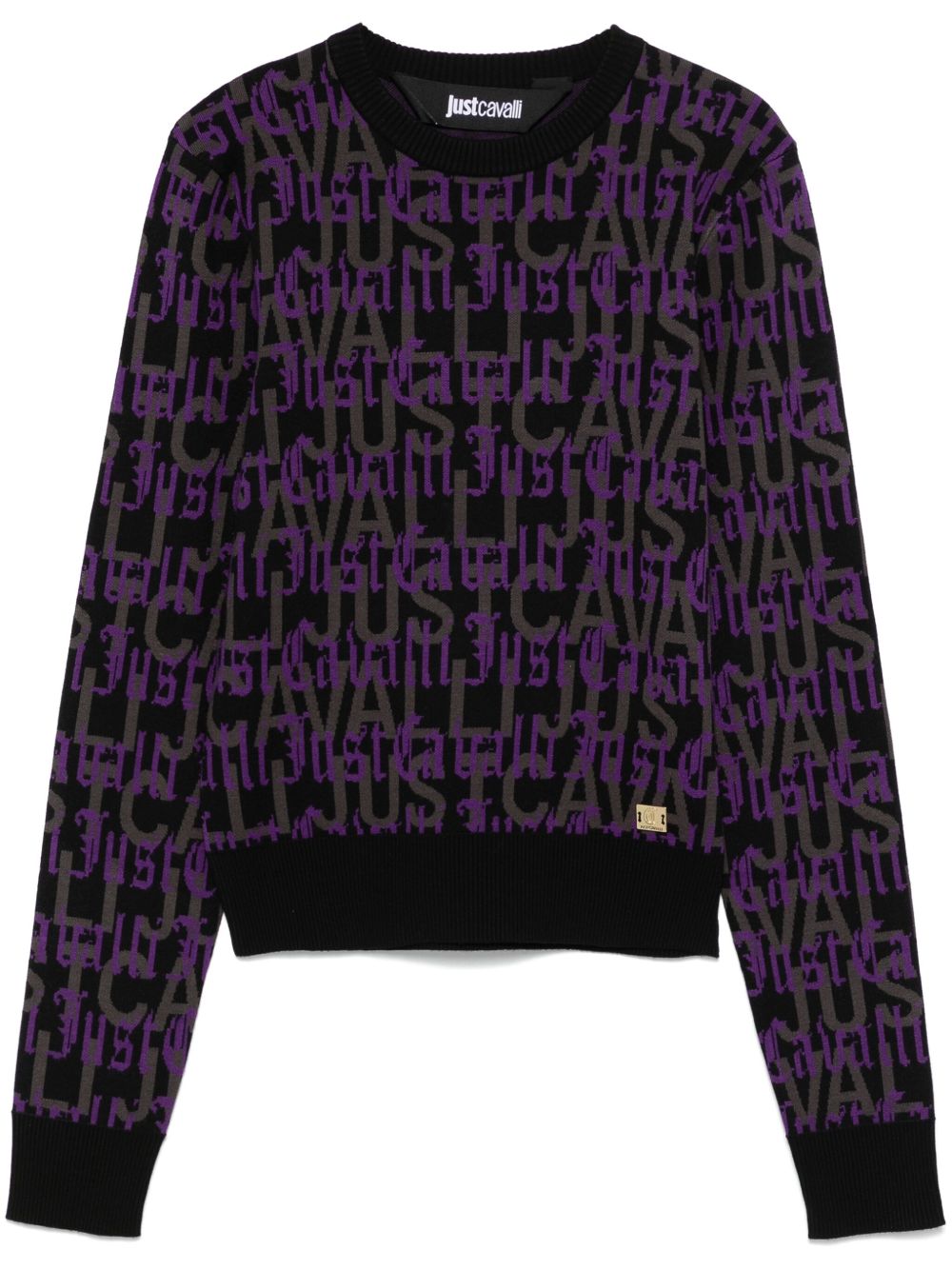 Just Cavalli Gothic logo提花毛衣 - 黑色