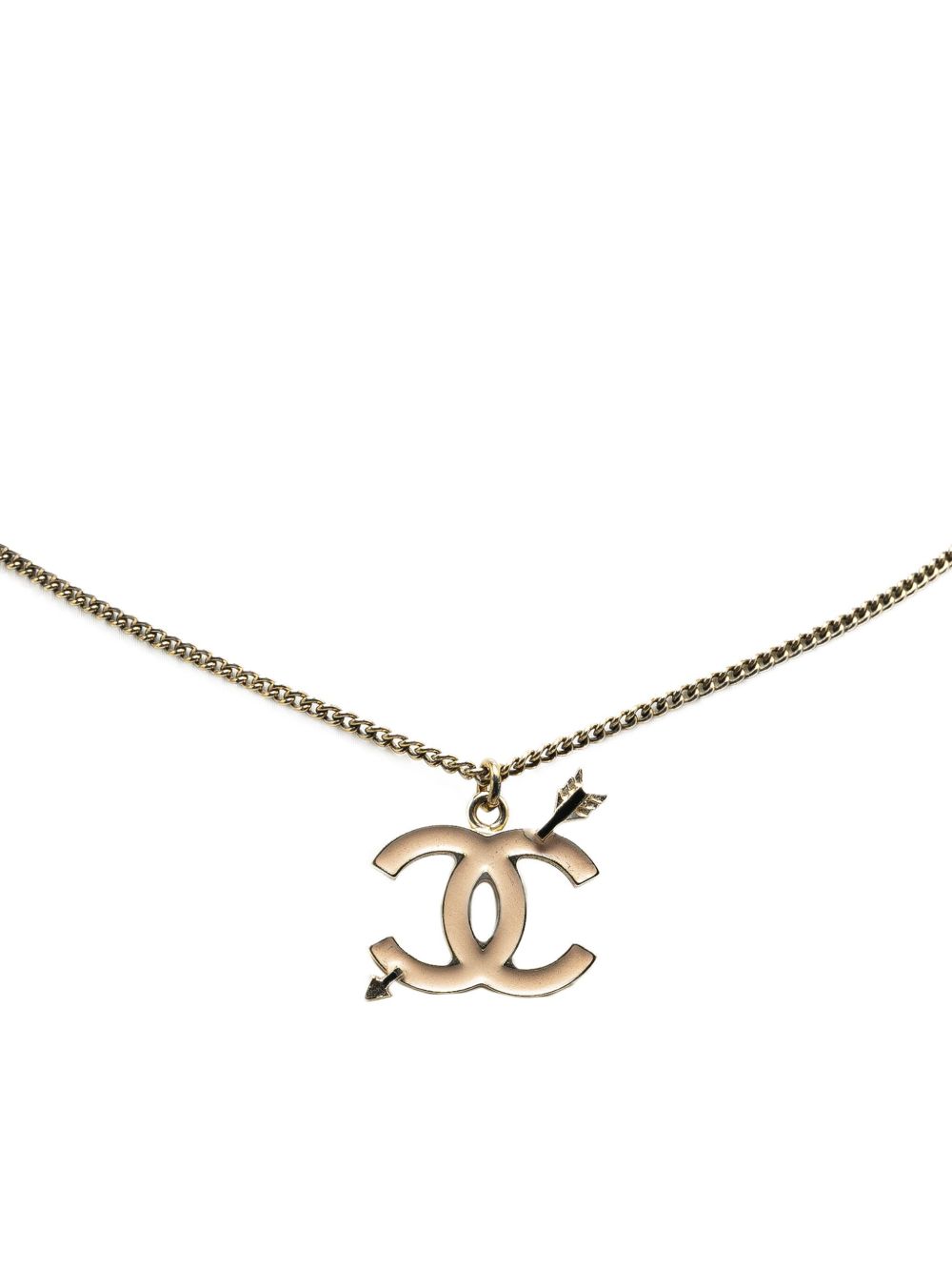 CHANEL Pre-Owned 镀金珐琅 CC Arrow Pendant 项链（2010年典藏款） - 粉色