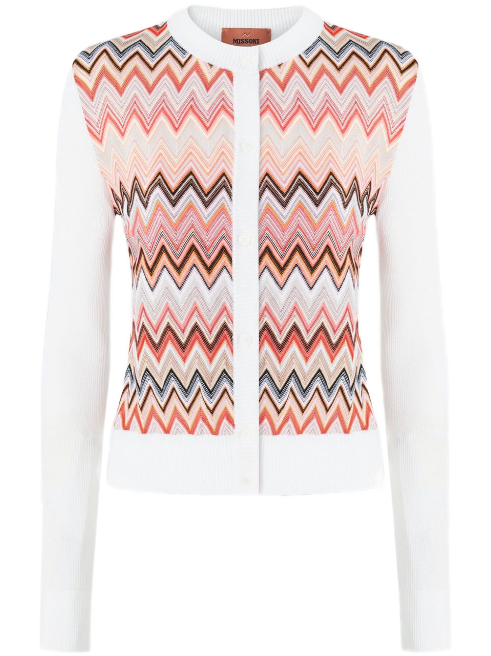 Missoni 人字纹图案拼接开衫 - 白色