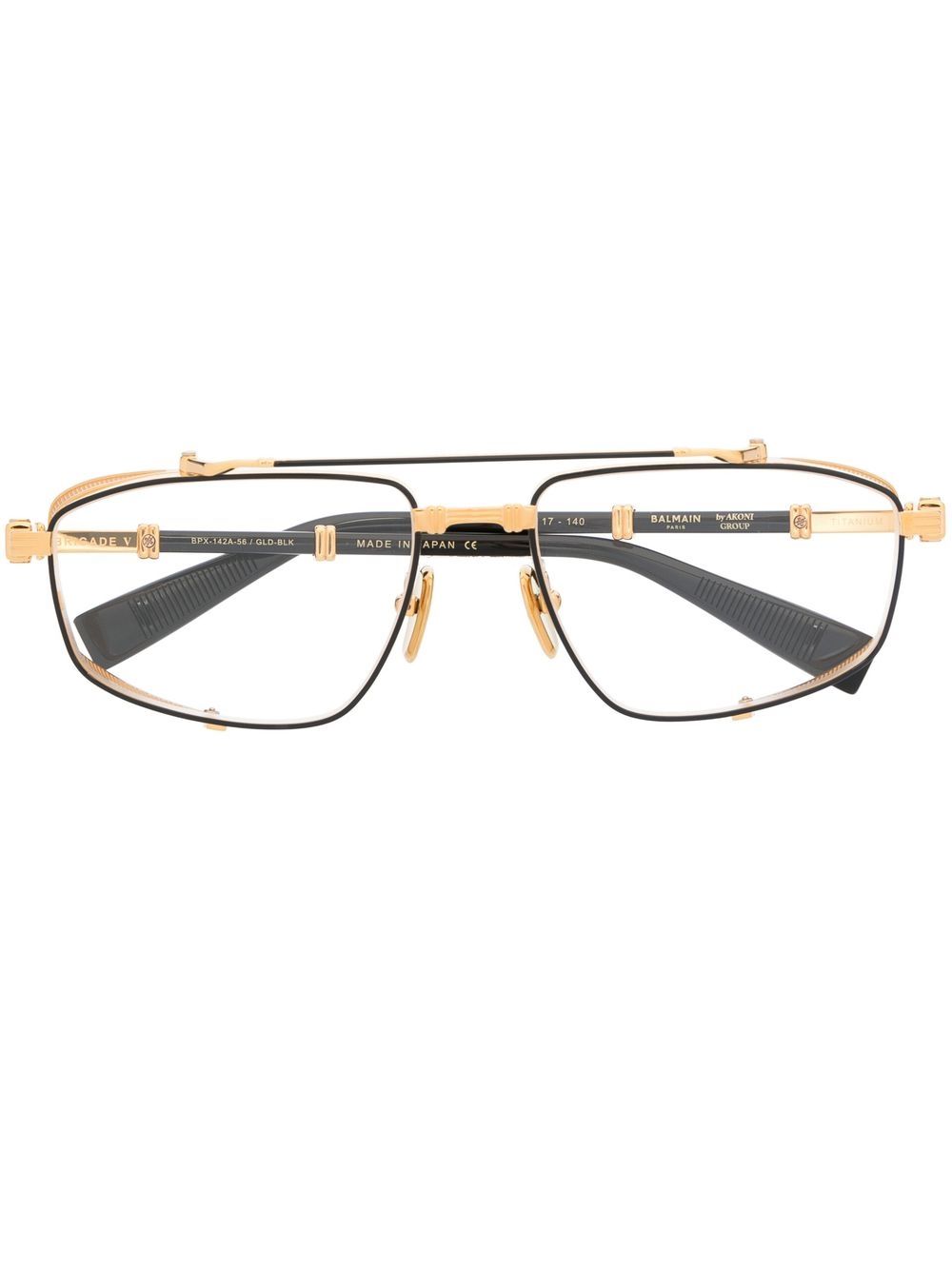 Balmain Eyewear 双色飞行员框眼镜 - 黑色
