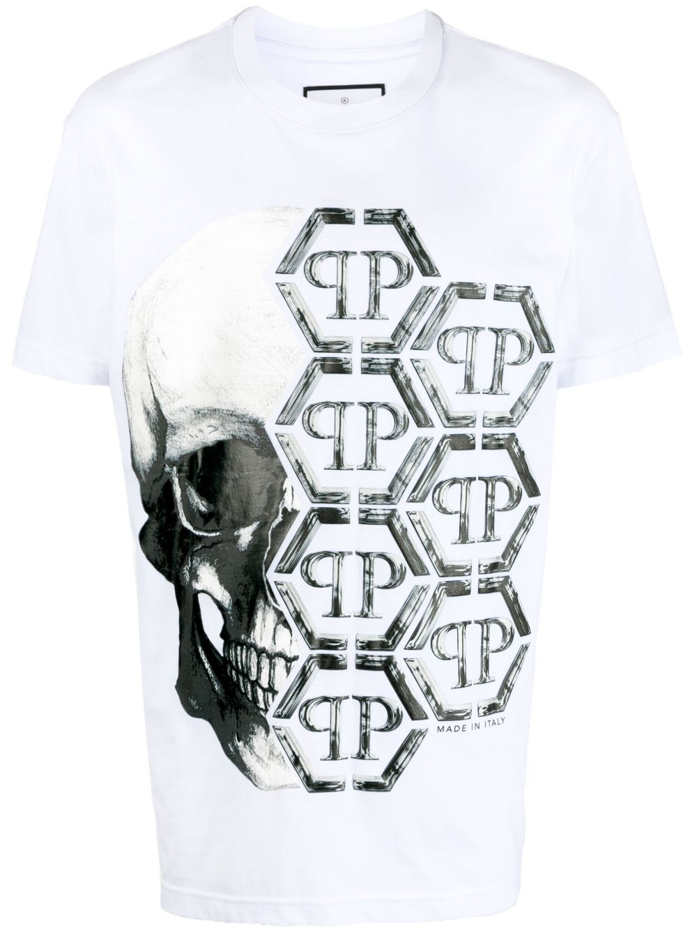 Philipp Plein logo印花骷髅头T恤 - 白色