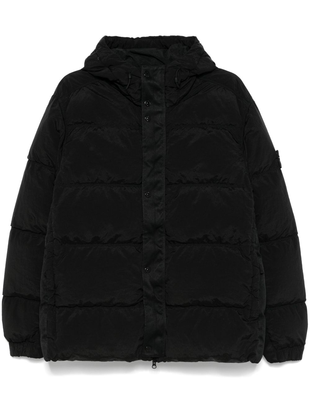 Stone Island 连帽蓬松夹克 - 黑色