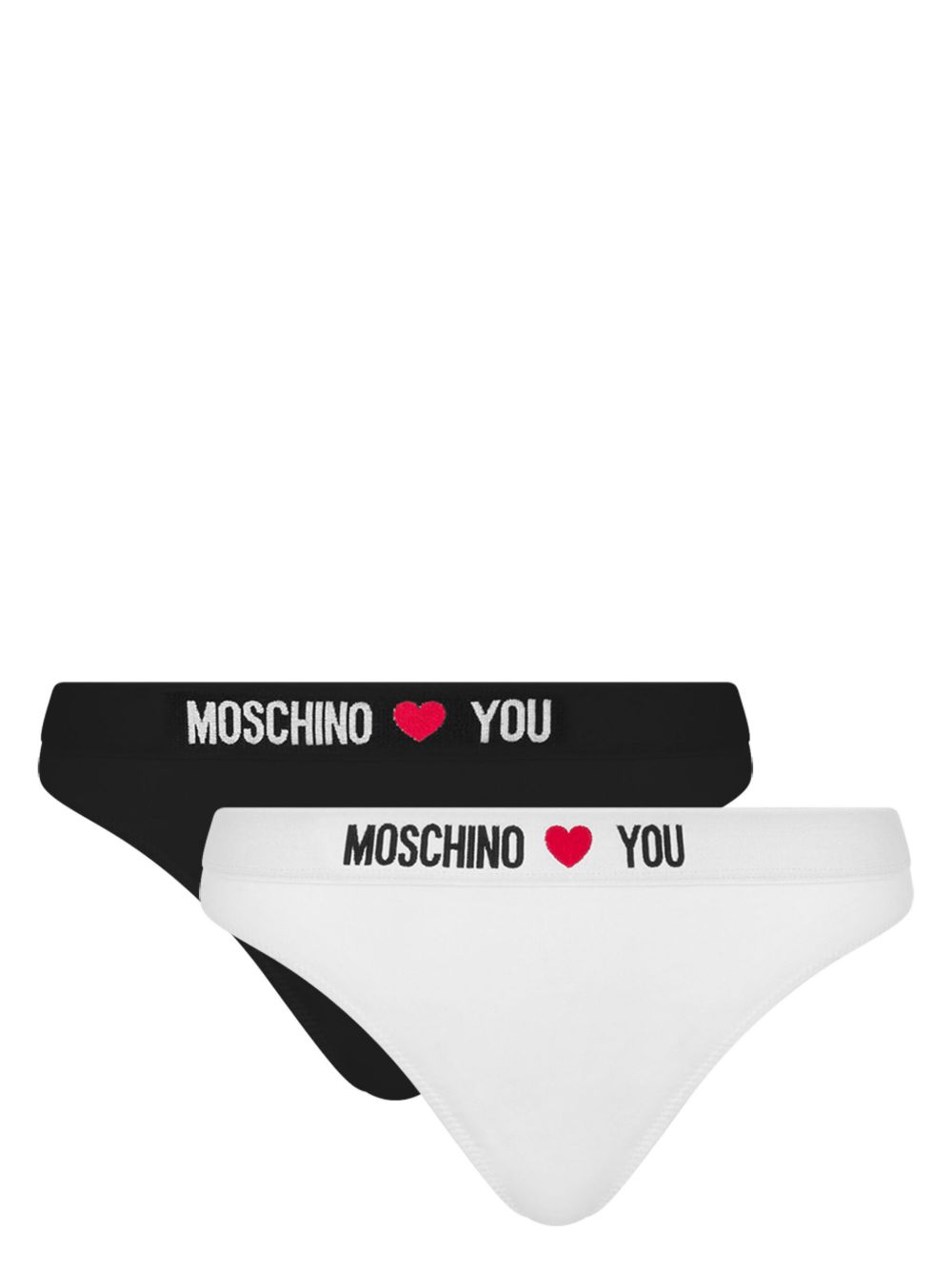 Moschino logo丁字裤（两件装） - 黑色