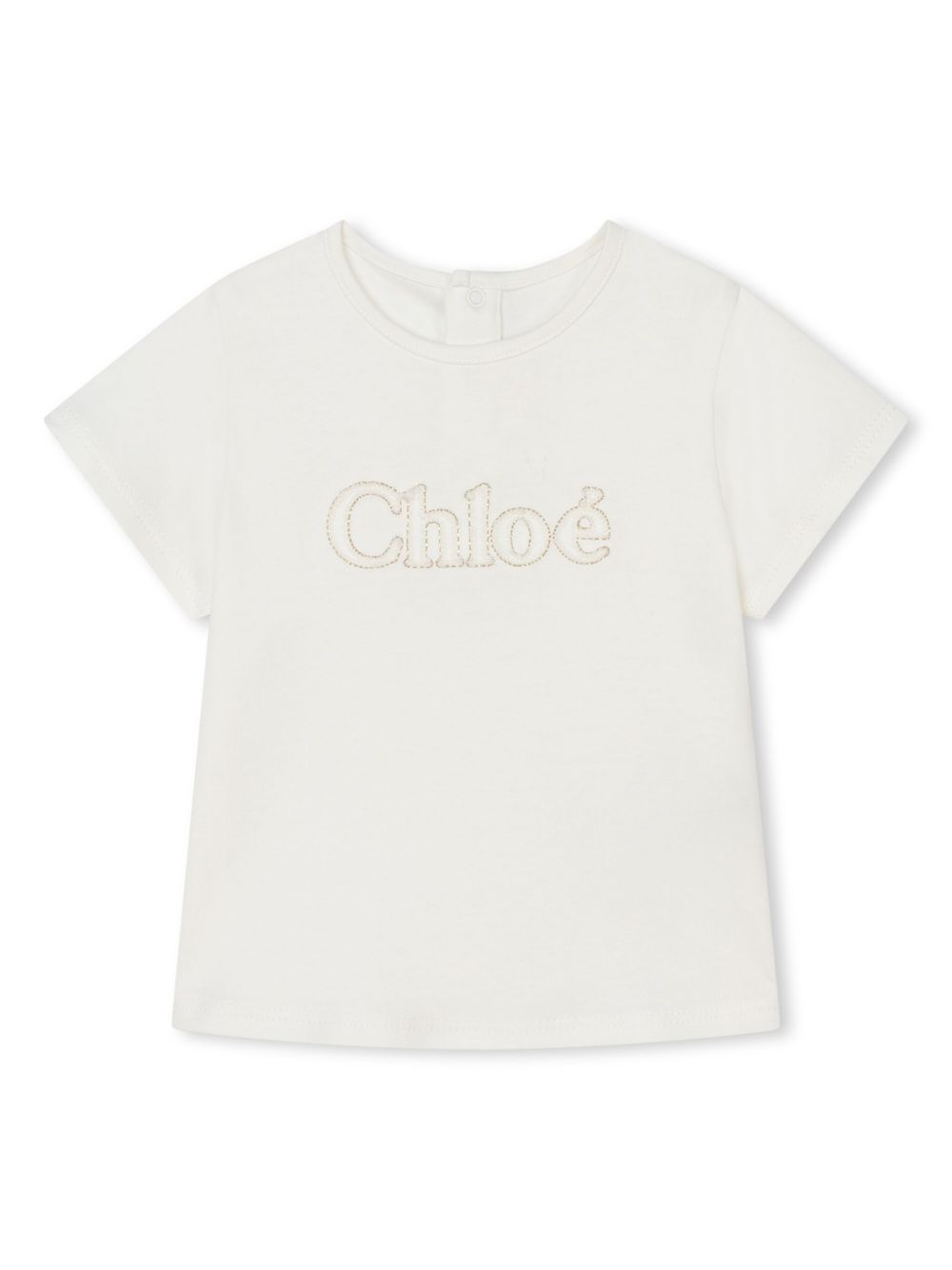 Chloé Kids logo印花棉T恤 - 白色