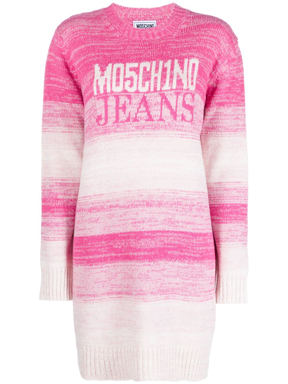 Moschino logo嵌花羊毛混纺毛衣 - 粉色
