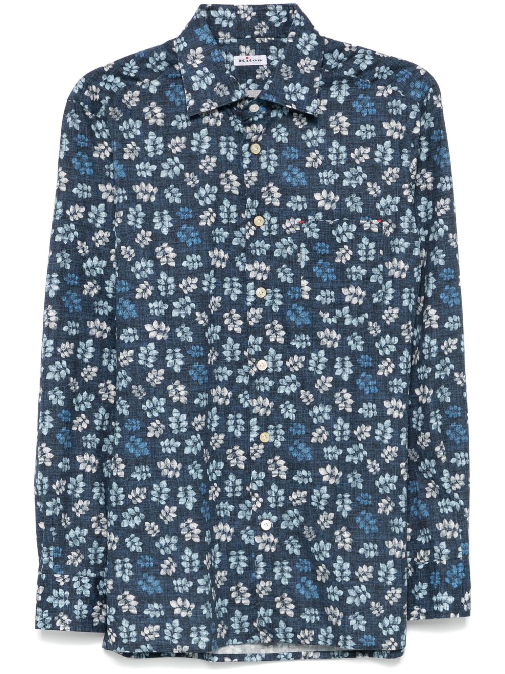 Kiton 叶片印花衬衫 - 蓝色