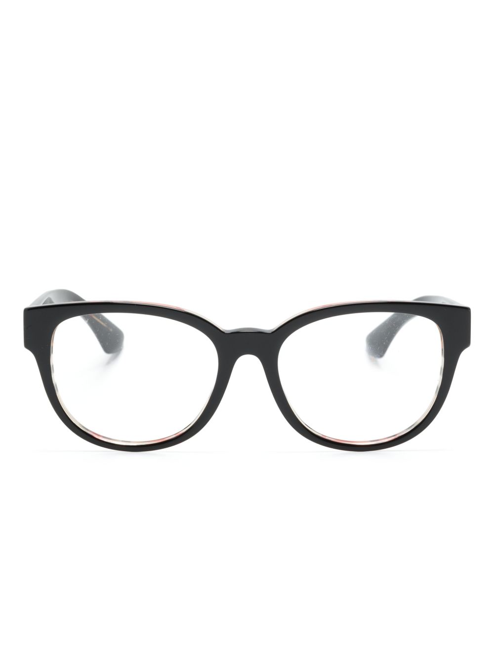 Burberry Eyewear 格纹椭圆形镜框眼镜 - 黑色