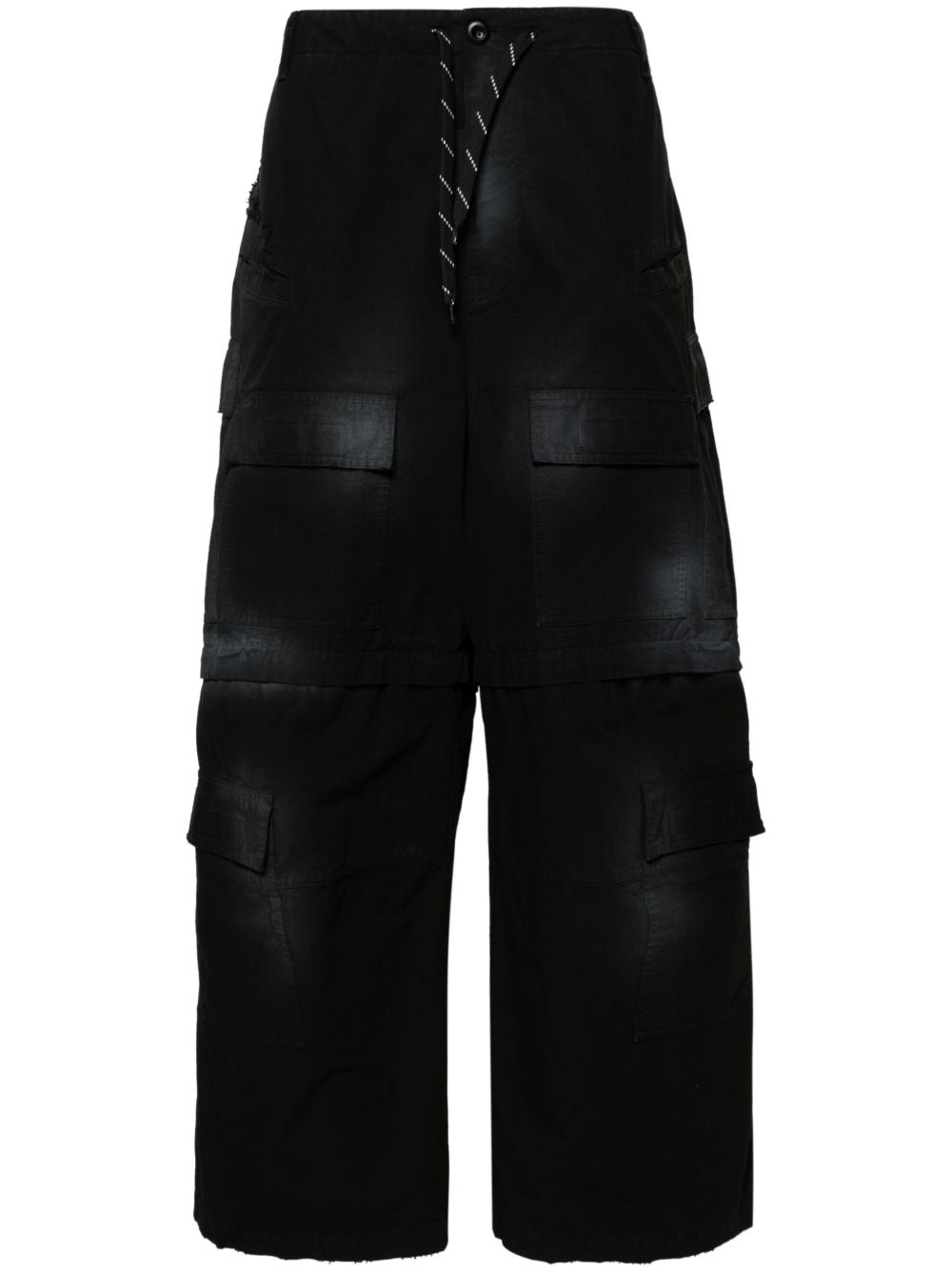 Balenciaga 喷漆印花防撕裂方格布长裤 - 黑色