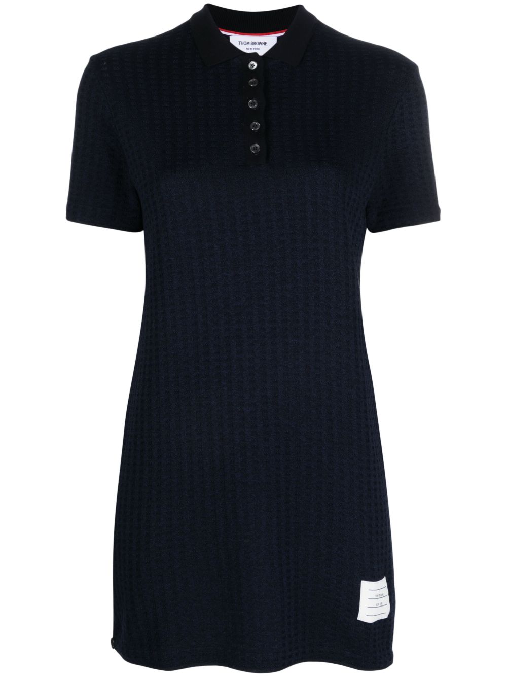 Thom Browne 格纹提花polo领迷你连衣裙 - 蓝色