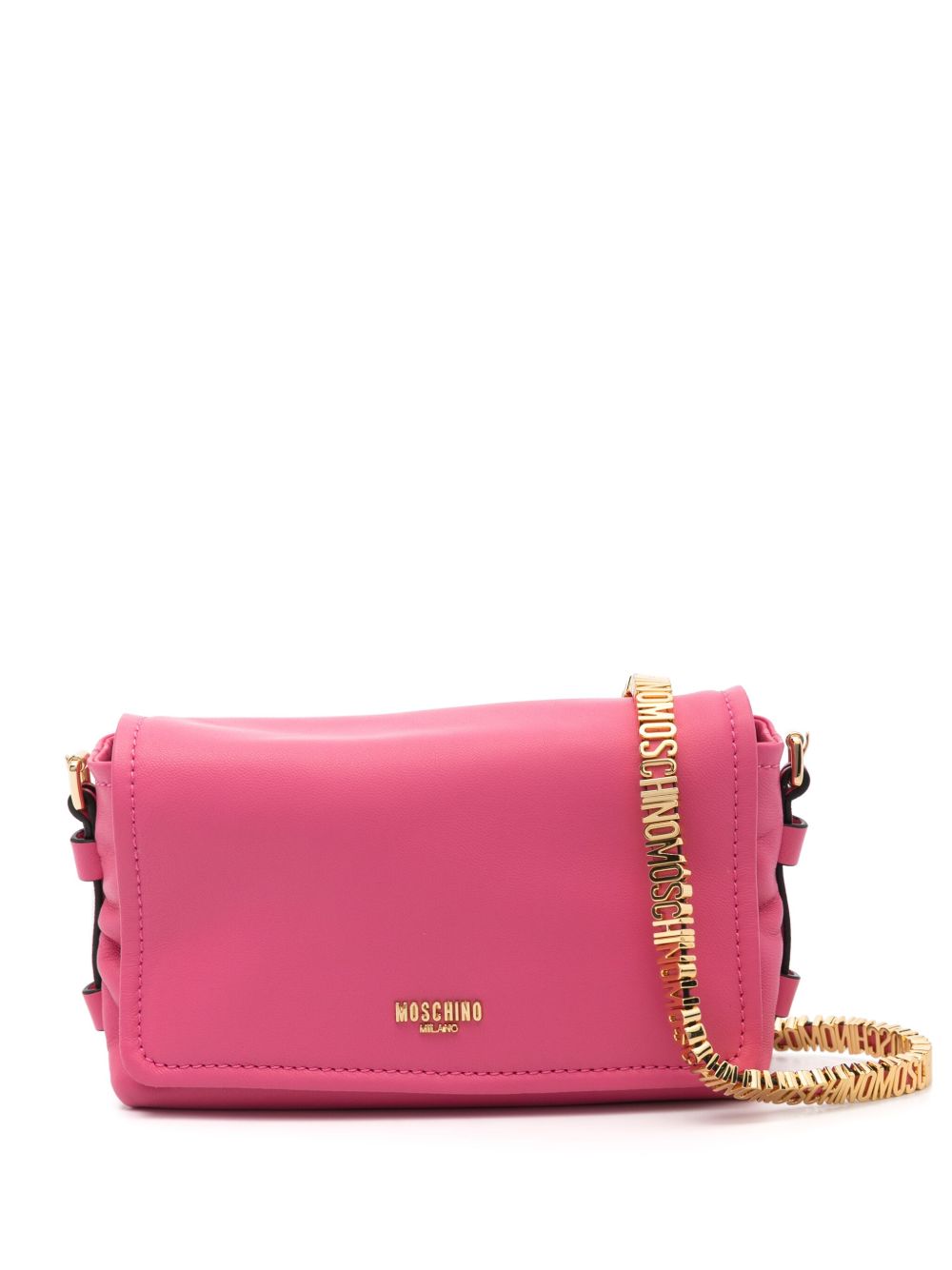 Moschino logo字母斜挎包 - 粉色